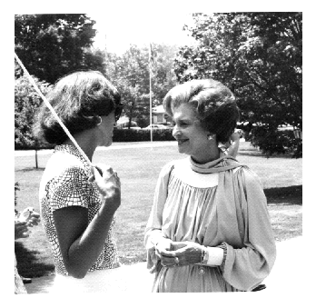 Betty Ford in 1976 with then Junior League of Grand Rapids President, Gretchen Chamberlain